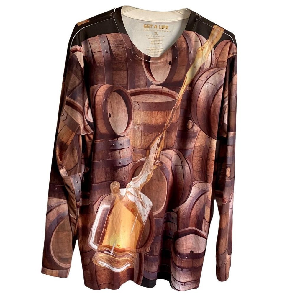 Get A Life Mens Long Sleeve Kegs of Beer Shirt XL